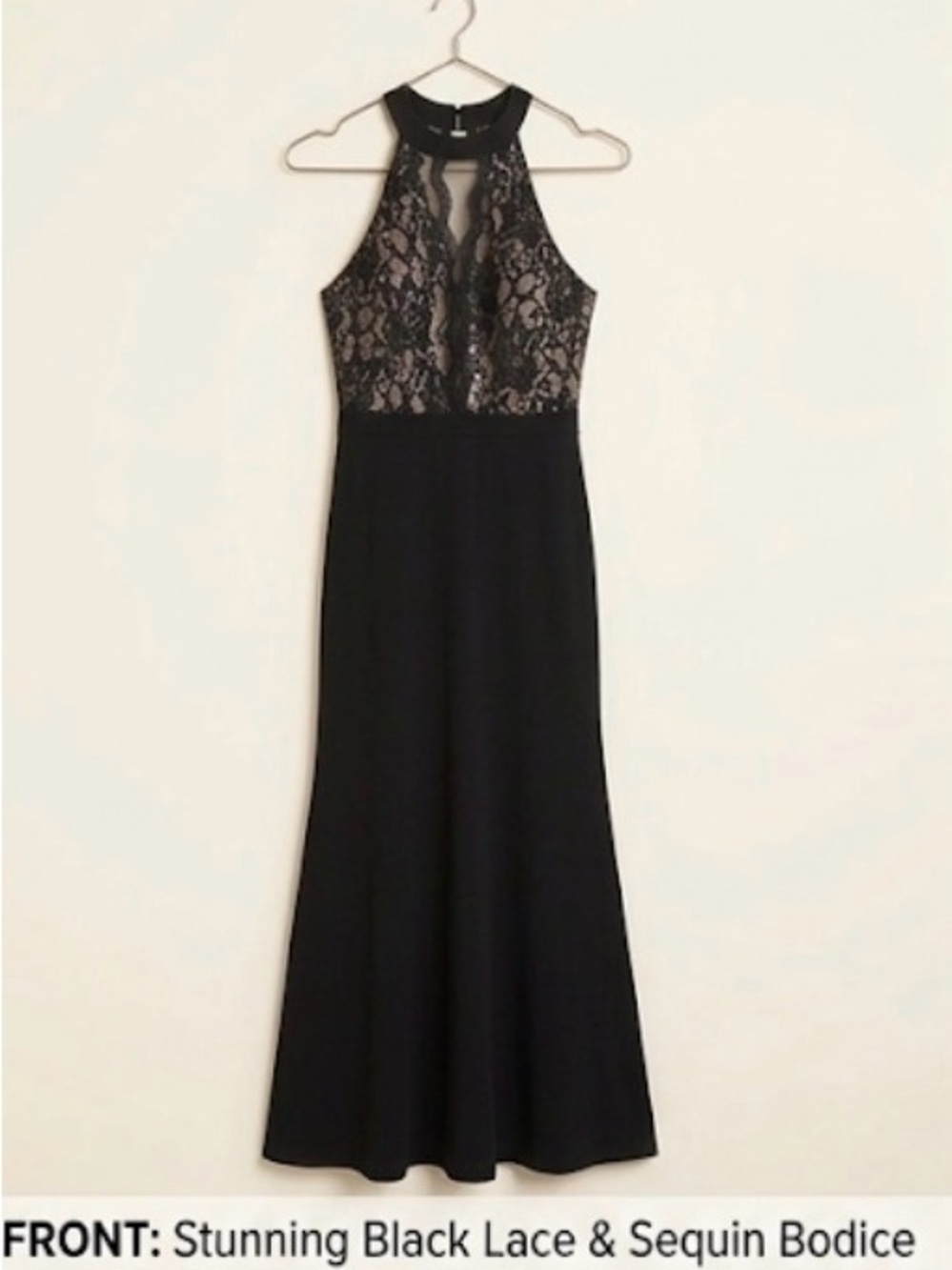 Black Lace-Detail Evening Dress
